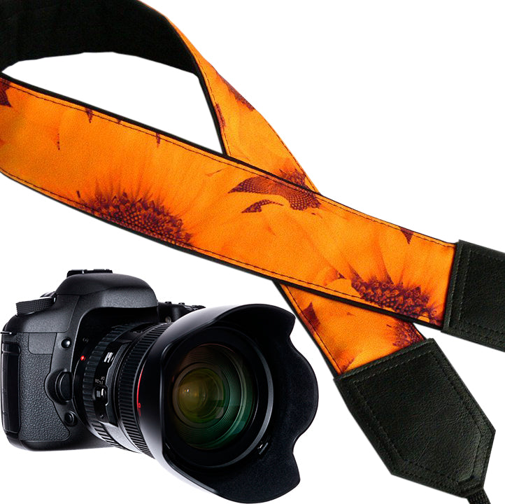 Sunflowers Camera strap.  Flowers camera strap.  DSLR / SLR Camera Strap. Camera accessories.