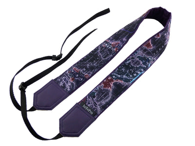 InTePro World map camera strap with personalization and pocket. Camera Strap with Embroidery for DSLR, Mirrorless and other cameras.