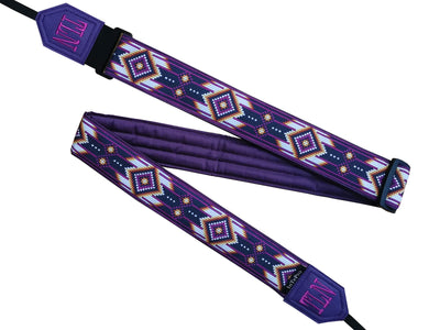 Personalized camera strap with native design. Purple / pink camera strap for most DSLR and SLR cameras. Photo accessory by InTePro.