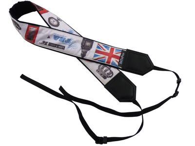 Personalized camera strap with the British flag, Big Ben, Queen's Crown.