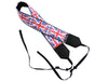 Personalized camera strap for photographers and travelers with Great Britain flags.