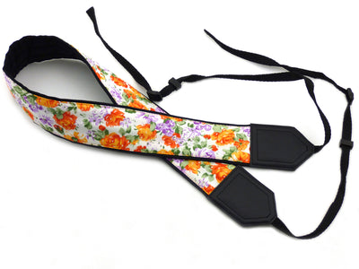 Flowers Camera strap. Orange roses camera strap. DSLR / SLR Camera Strap. Camera accessories by InTePro