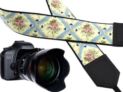 Tracery design camera strap. Elegant Vintage Flowers Camera strap. floral design camera strap. DSLR / SLR Camera Strap. Camera accessories by InTePro