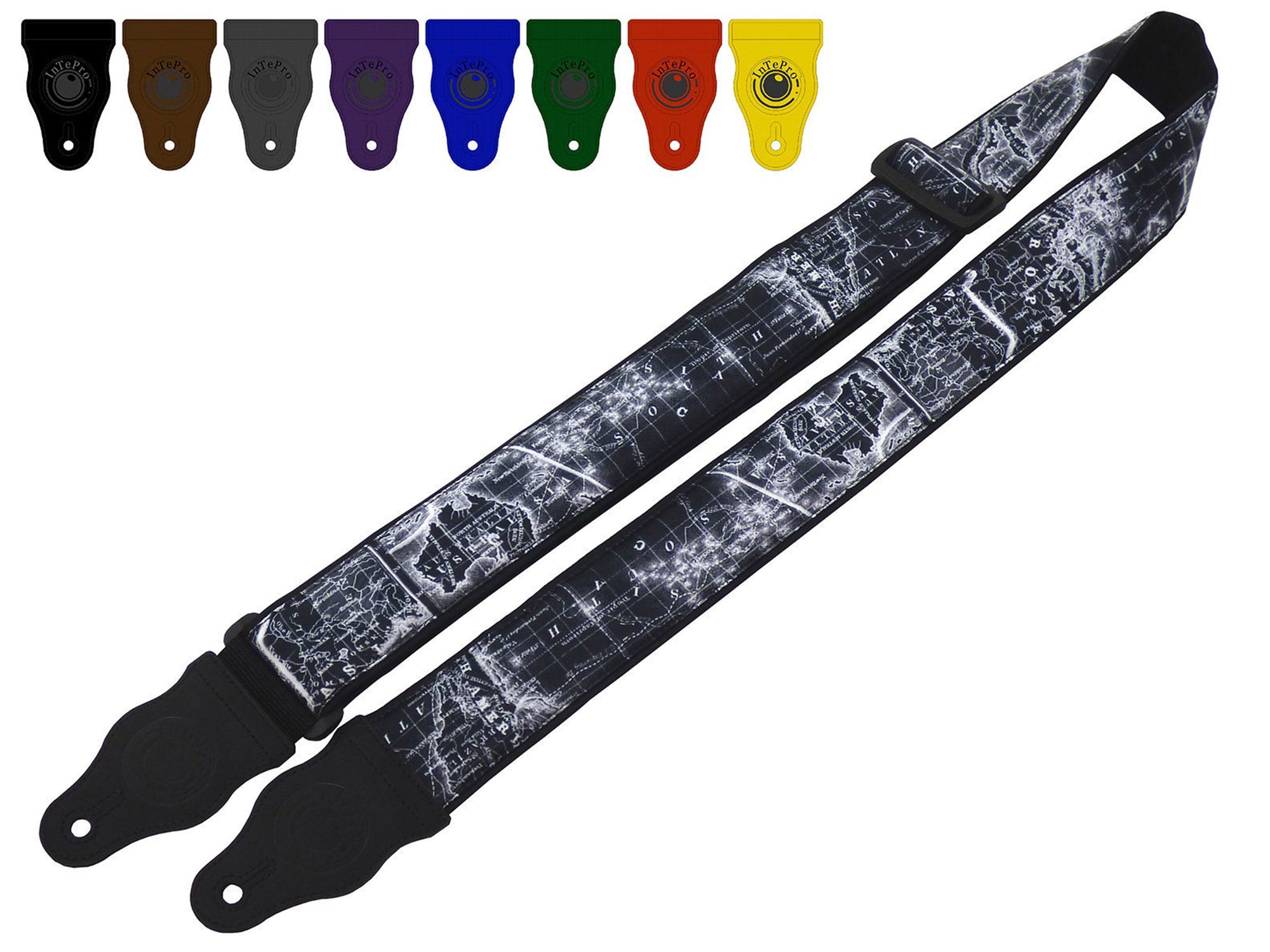 Guitar Strap with World  Map. Personalized Guitar Accessories for Guitar Lovers.