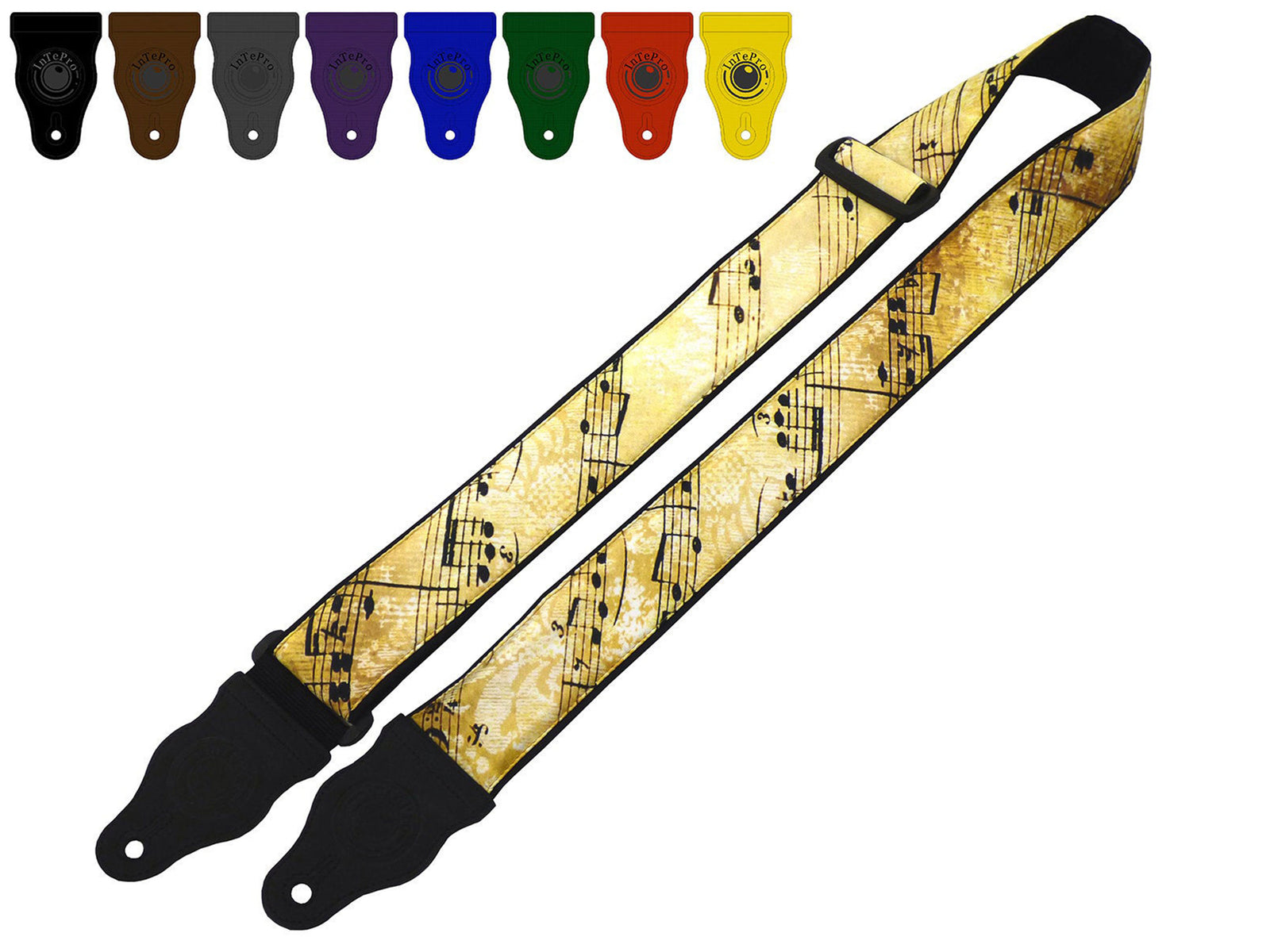 Folk Guitar Strap Vintage Music Notes design