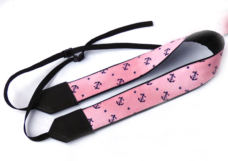 Anchors camera strap. Pink DSLR / SLR Camera Strap. Photo accessories. Durable, light weight and well padded camera strap.