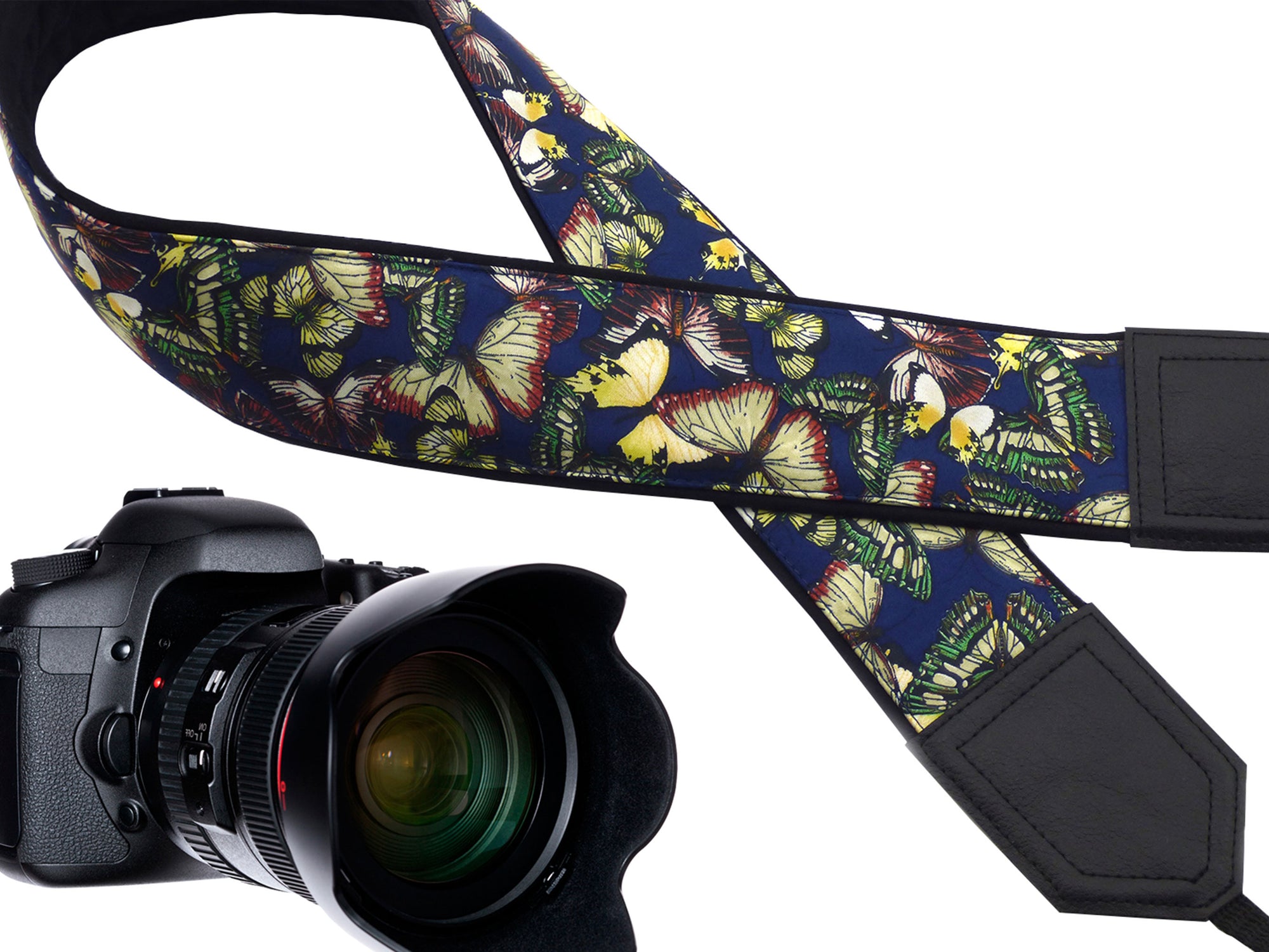 InTePro butterfly camera strap with padding for DSLR and mirrorless cameras. Photo accessory and great gift for photographers and travelers