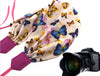 Camera strap scarf. Pink SLR Camera Strap. Butterflies scarf camera strap. Colorful camera strap with flowers and butterflies by InTePro