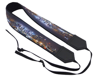 City night view camera strap. Skyline camera strap. DSLR / SLR Camera Strap. Gift For Photographer. Fashion accessories for trvelers.
