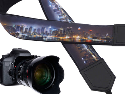 City night view camera strap. Skyline camera strap. DSLR / SLR Camera Strap. Gift For Photographer. Fashion accessories for trvelers.