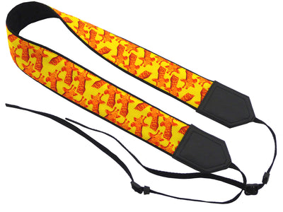 Camera strap with giraffe design. Bright yellow & orange camera strap. DSLR / SLR. Padded camera strap. Personalized camera strap by InTePro