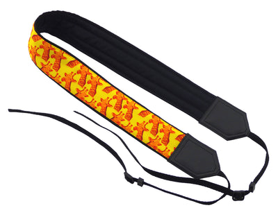 Camera strap with giraffe design. Bright yellow & orange camera strap. DSLR / SLR. Padded camera strap. Personalized camera strap by InTePro