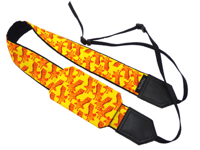 Camera strap with giraffe design. Bright yellow & orange camera strap. DSLR / SLR. Padded camera strap. Personalized camera strap by InTePro