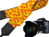 Camera strap with giraffe design. Bright yellow & orange camera strap. DSLR / SLR. Padded camera strap. Personalized camera strap by InTePro