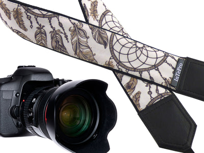 Dreamcatcher camera strap. Best camera accessory by InTePro. Comfortable and secure strap with many designs. Unique gift idea.