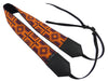 Camera strap with orange ethnic pattern. Personalized Camera Strap. Camera accessories.