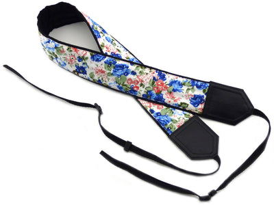 Camera strap Flowers. Blue and pink roses DSLR / SLR Camera Strap. Camera accessories. Durable, light and padded camera strap from InTePro