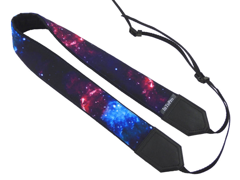 Personalized camera strap with galaxy design. Space camera strap suitable for all mirror and mirroless cameras.