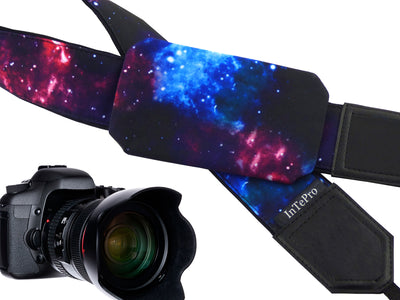 Personalized camera strap with galaxy design. Space camera strap suitable for all mirror and mirroless cameras.