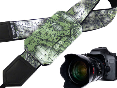 Go Green World Map Camera strap exclusively designed with premium quality material for all professional cameras and other standard cameras.
