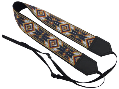 Personalized camera strap with beige native design. Gift idea for photographer and traveler. American Native motives