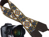 Personalized camera strap with beige native design. Gift idea for photographer and traveler. American Native motives