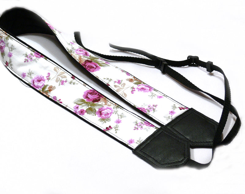 Flowers Camera strap.  Roses camera strap. Pink roses. DSLR / SLR Camera Strap. Camera accessories.