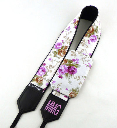 Flowers Camera strap.  Roses camera strap. Pink roses. DSLR / SLR Camera Strap. Camera accessories.