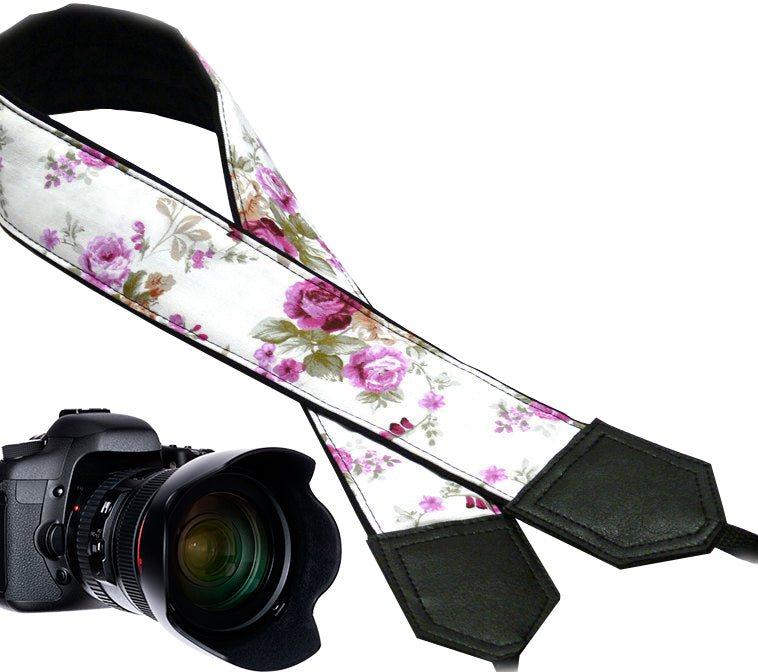 Flowers Camera strap.  Roses camera strap. Pink roses. DSLR / SLR Camera Strap. Camera accessories.