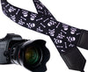 Skulls camera strap with pocket and embroidery option. Black & white DSLR and SLR camera strap. Unique Halloween gifts