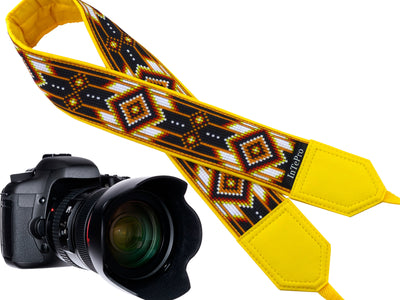 Personalized camera strap with padding and ethnic pattern. Great gift for photographer. Inspired by Native American.
