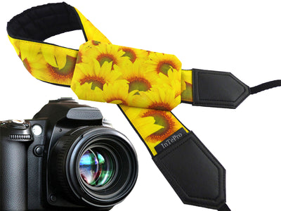 Sunflowers Camera Strap. Yellow flowers camera strap for DSLR / SLR Cameras. Photo Camera accessories by InTePro