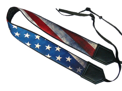 Personalized Vintage USA flag camera strap. Best gift. Independence day. Photo accessory.