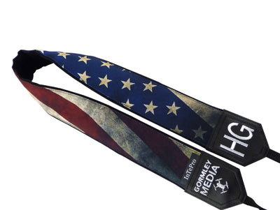 Personalized Vintage USA flag camera strap. Best gift. Independence day. Photo accessory.