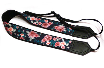 Roses Camera strap.  Flowers camera strap.  DSLR /SLR Camera Strap. Camera accessories. Black, Teal, Pink camera strap.