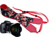 Roses Camera strap.  Flowers camera strap.  DSLR /SLR Camera Strap. Camera accessories. Black, Teal, Pink camera strap.