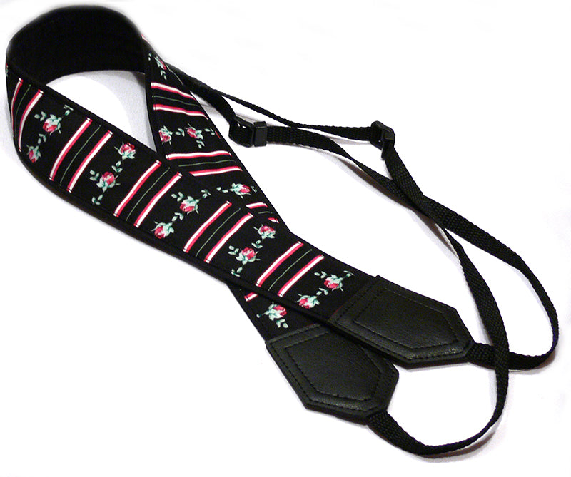 Flowers Camera strap.  Roses camera strap with stripes.  DSLR / SLR Camera Strap. Photo accessory.