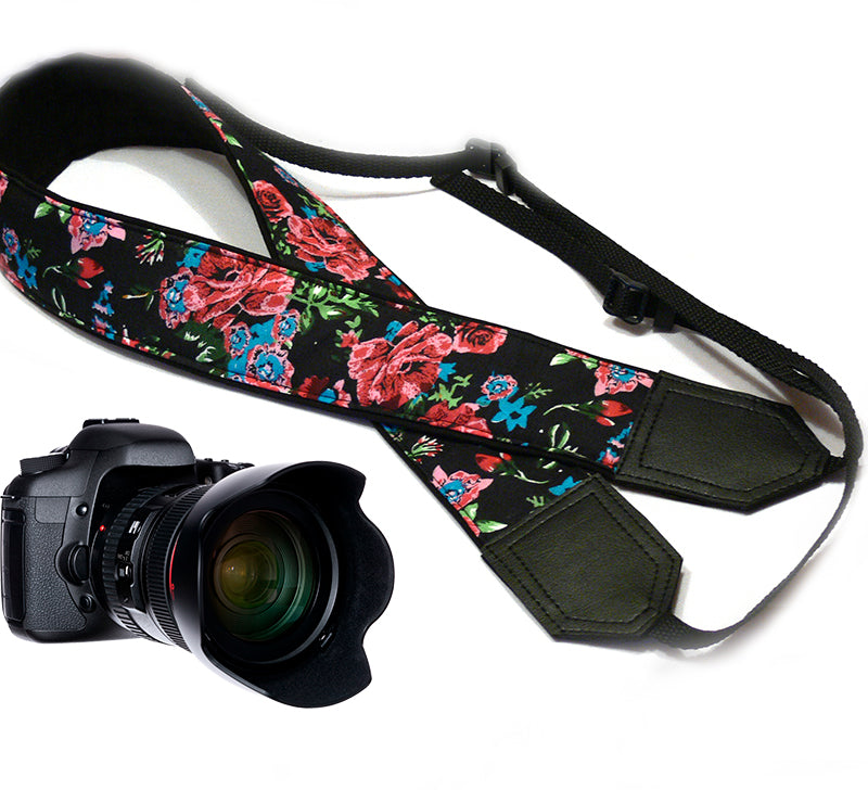 Flowers Camera strap.  Damask Roses camera strap.  DSLR/SLR Camera Strap. Camera accessories.