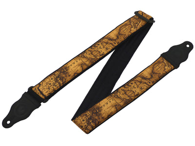 InTePro Guitar strap with Vintage world map design for acoustic, bass and other guitars.