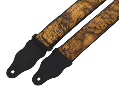InTePro Guitar strap with Vintage world map design for acoustic, bass and other guitars.