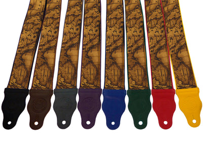 InTePro Guitar strap with Vintage world map design for acoustic, bass and other guitars.