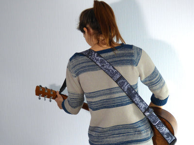 Guitar Strap with World  Map. Personalized Guitar Accessories for Guitar Lovers.