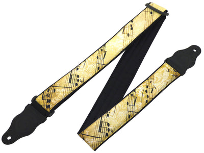 Folk Guitar Strap Vintage Music Notes design