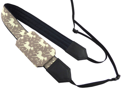 InTePro Personalized camera strap with Horses and horseshoes design. Best gift accessory for animal lovers. With pocket and extra length.