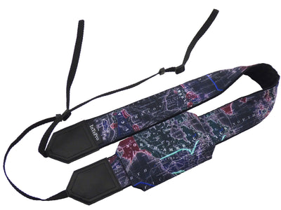 InTePro World map camera strap with personalization and pocket. Camera Strap with Embroidery for DSLR, Mirrorless and other cameras.