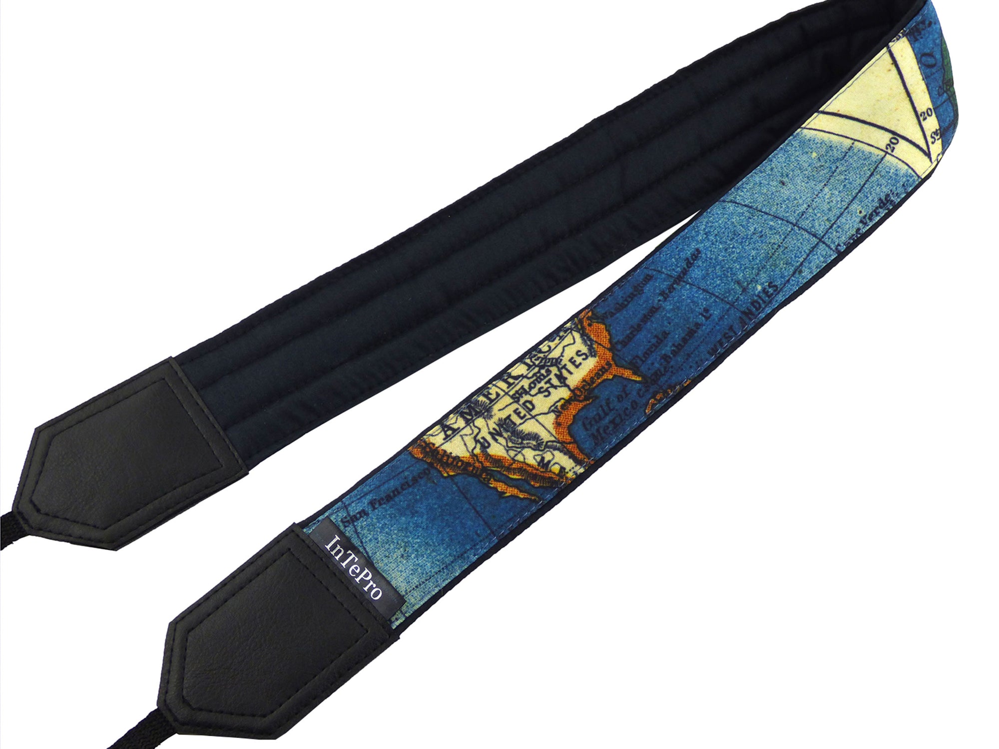 InTePro personalized camera strap for DSLR and mirrorless Cameras with Vintage map design. Camera accessory for photographers and travelers.