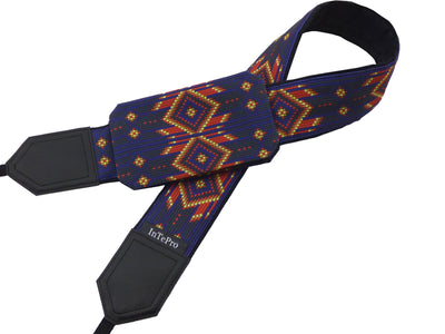 Personalized camera strap with native design. Purple camera strap for most DSLR and SLR cameras. Photo accessory by InTePro.