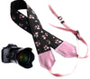 Flowers Camera strap. Black and pink camera strap. Polka dot camera strap. DSLR /SLR Camera Strap. Camera accessories.