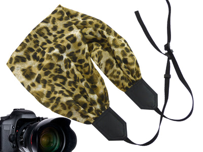 Scarf camera strap with Jaguar design. Best gift camera accessory for women.