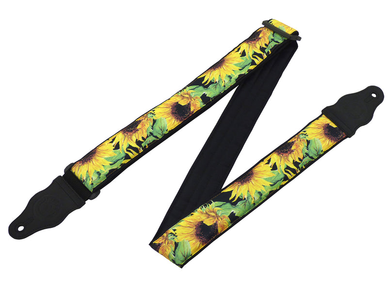 Guitar strap with sunflowers design for electric, acoustic, bass and other guitars by InTePro.